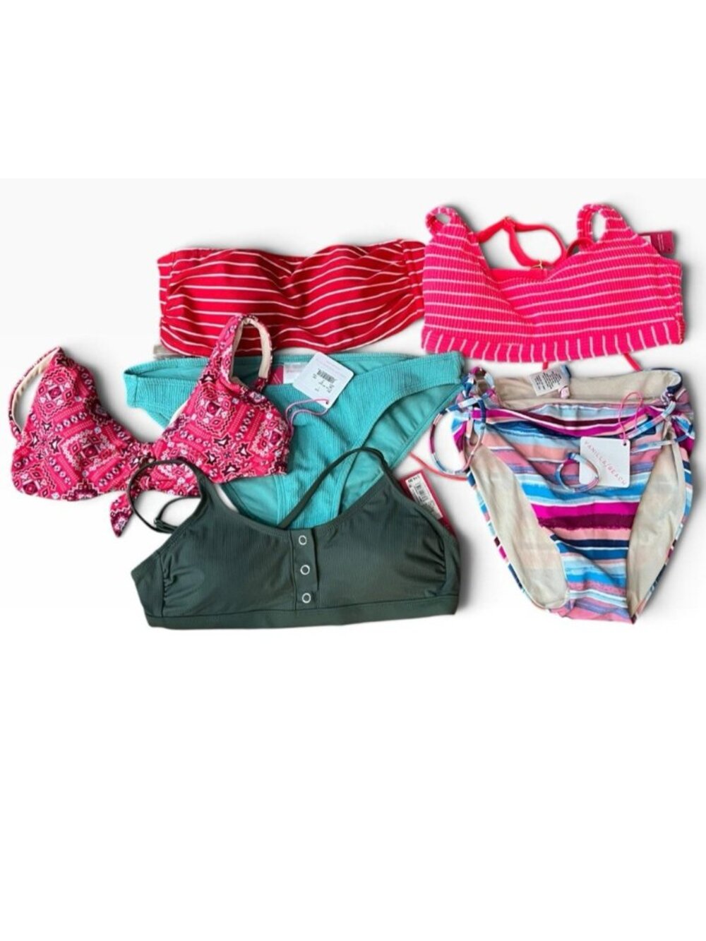 Womens Large Swimsuit Swim Tops and Bottoms Lot of 6 Bathing Suit Bikini Top NWT